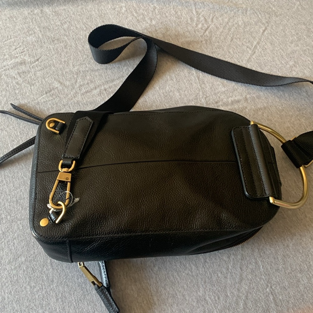 Fossil Black Leather sling/ Backpack with Gold Accents - Picture 7 of 12